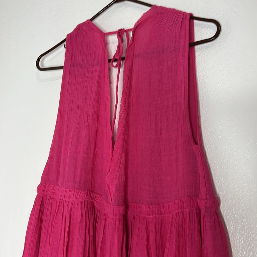 Lulus Maxi Dress Fuchsia Button Up Bottom Lined S… - image 5